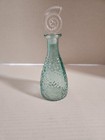 Decorative, Hammered Clear Glass Bottle w/Diamond Cut Stopper Cork, Green