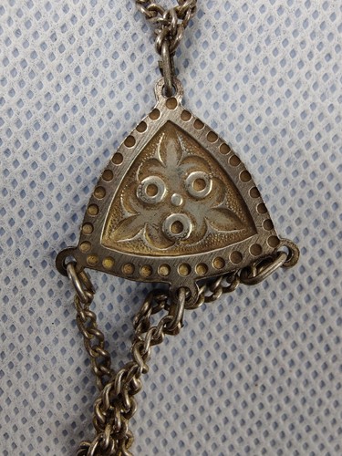 Vintage Nepal Silver / Brass Toned Metal open cuff Bracelet with attached Rings - Picture 12 of 12
