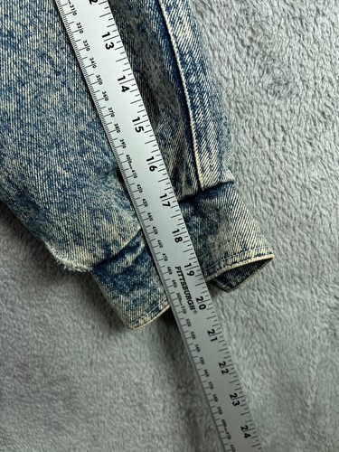 Chaqueta de Vuelo Bombardero Denim Lavado Ácido Jordache Años 80 De Colección Forrada Sherpa Pequeña - Imagen 3 de 11