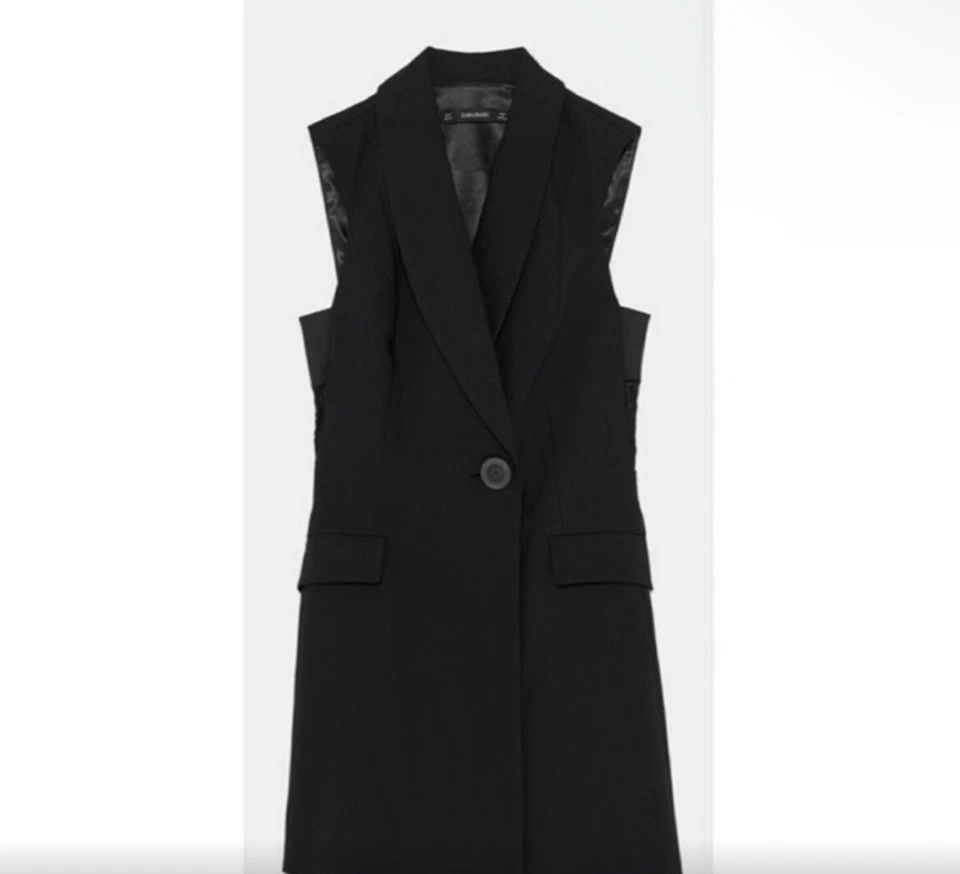 Mono Mameluco Zara Pequeño Negro Perla Botón Encaje Doble Pecho Esmoquin Foto 4 de 4