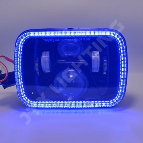 1 Pair, Black LED JTX Headlights, 5x7", White and Blue Halo, suits Hilux - Picture 6 of 12