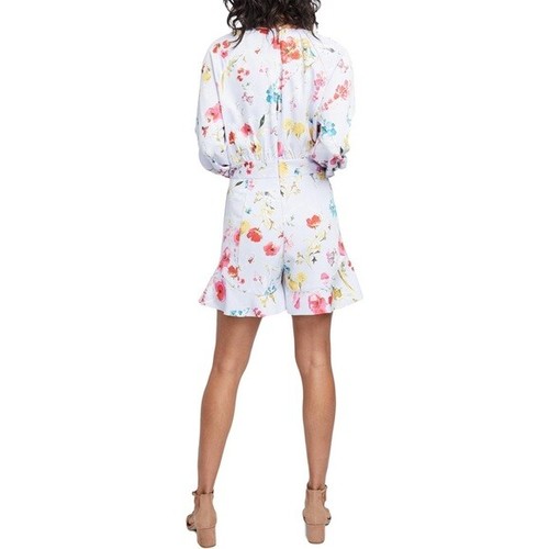 NWT Women's $139 Rachel Roy Floral Romper Jumpsuit Romper Morning Blue Combo 2 - Picture 3 of 6