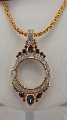COLLANA PENDENTE LENTE D'INGRANDIMENTO GIOIELLO NUOVA CON ETICHETTE~cristallo Swarovski~**CIGNO~RITIRATA - Foto 2 di 9