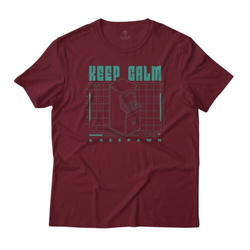 Camiseta de algodón Keep Calm & Respawn para jugadores divertida arte gráfico - Imagen 5 de 10
