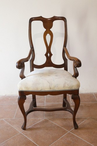 Antique Armchair Style Baroque Venetian Beginning Xx Century 900 Wood Nut Padded - Picture 2 of 22