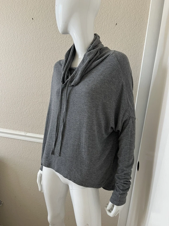 PJ SALVAGE Gris Brezo ¡SUAVE! Pullover cuello embudo tejido rayón manga dolman talla M Foto 3 de 4