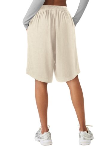 Womens Premium Shorts Linen Bermuda Beach Cover Knee Length Comfy Soft Wide Leg - Picture 9 of 22
