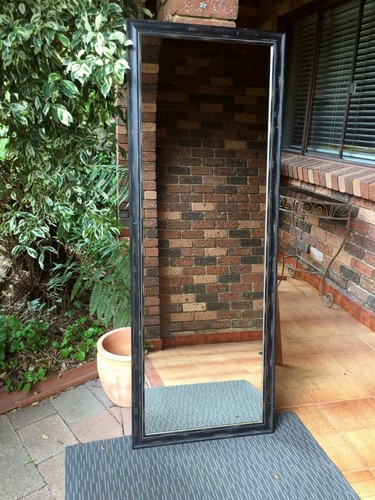 Full Length Wall Mirror Aged Black Distressed Wood Frame 159cm x 59cm - Picture 5 of 5