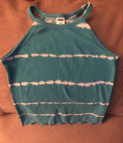 Girls Size M (8) Old Navy Ribbed Tank Top Blue/White Spaghetti Strap Lot Of 3 - Picture 2 of 9