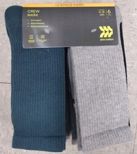 Set Of 8 Pairs ALL IN MOTION Crew Socks Moisture Wicking Arch Support New