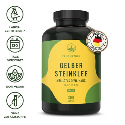 Gelber Steinklee - 360 Kapseln (4 Monate) - Vegan & Made in DE - TRUE NATURE 