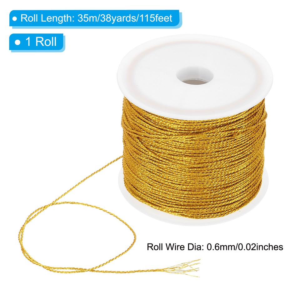 35m/38yards Metallic Cord, 1 Roll 0.6mm Dia Ornament String Thread ...