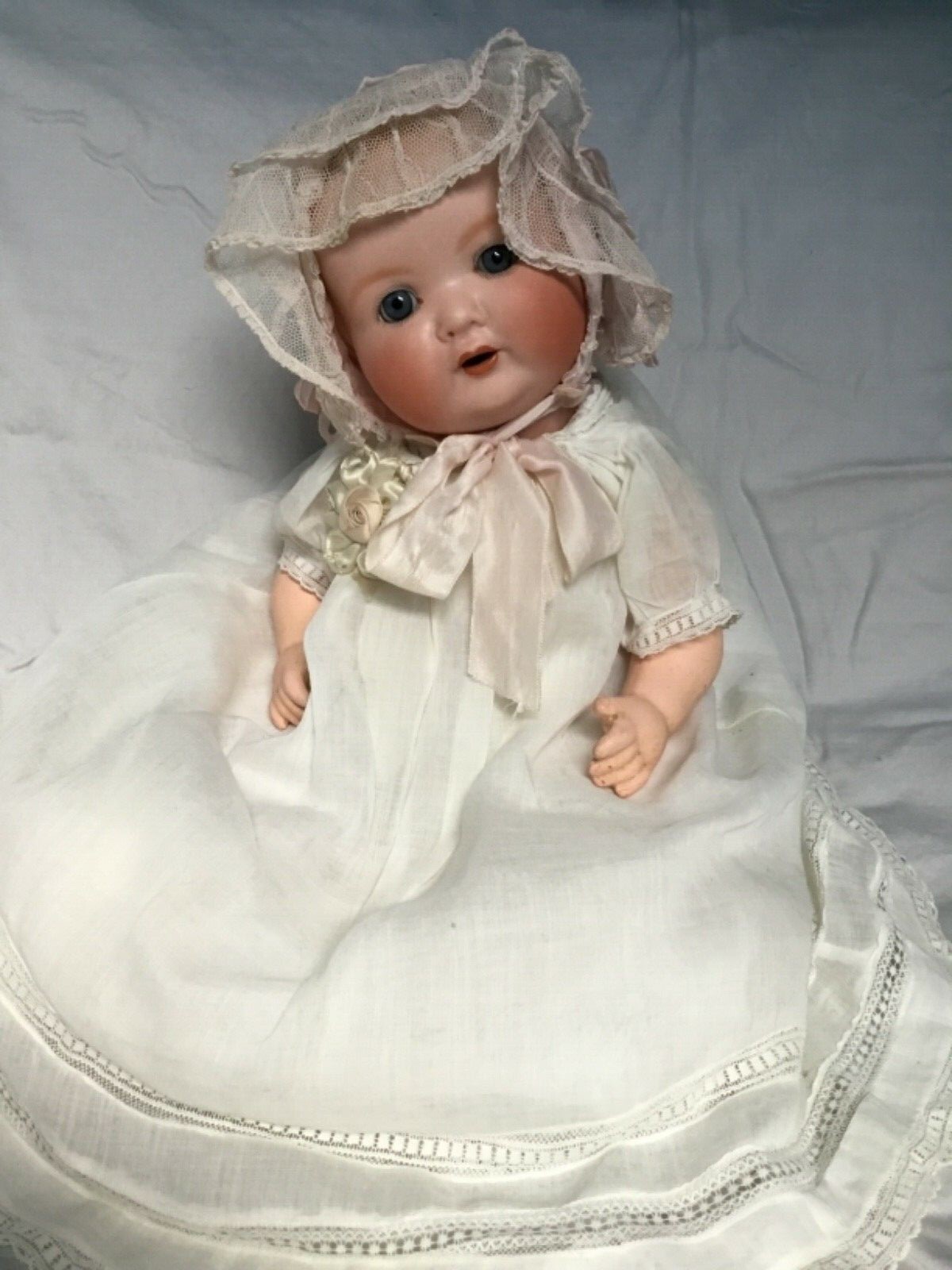 Antique German Bisque Darling Rare 518 AM Baby Doll Antique Gown & Bonnet Antique German Bisque Darling Rare 518 AM Baby Doll Antique Gown & Bonnet