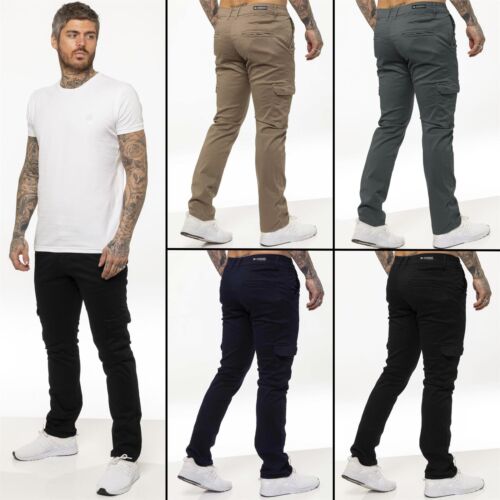 Enzo Cargo Combat Pantaloni Uomo Jeans Casual Slim Fit Cotone Elasticizzato Pantaloni da Lavoro - Foto 2 di 33