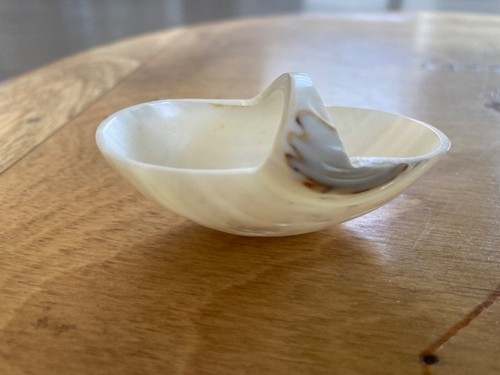 Vintage Mother Of Pearl Shell Basket Bowl With Handle - 2 3/8" x 1 1/4" x 1 1/8"