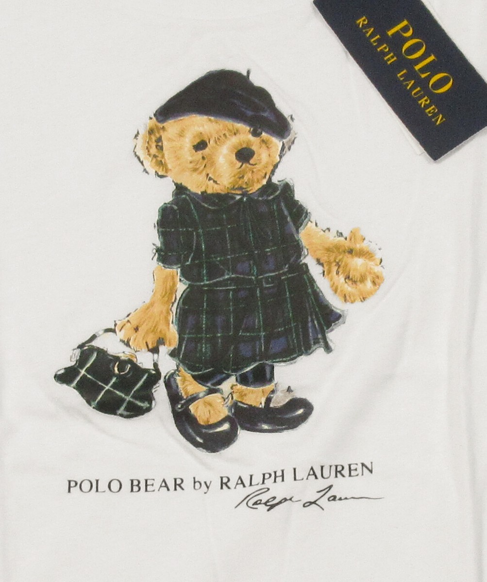 Polo Ralph Lauren Girls White Polo Bear Graphic Short Sleeve