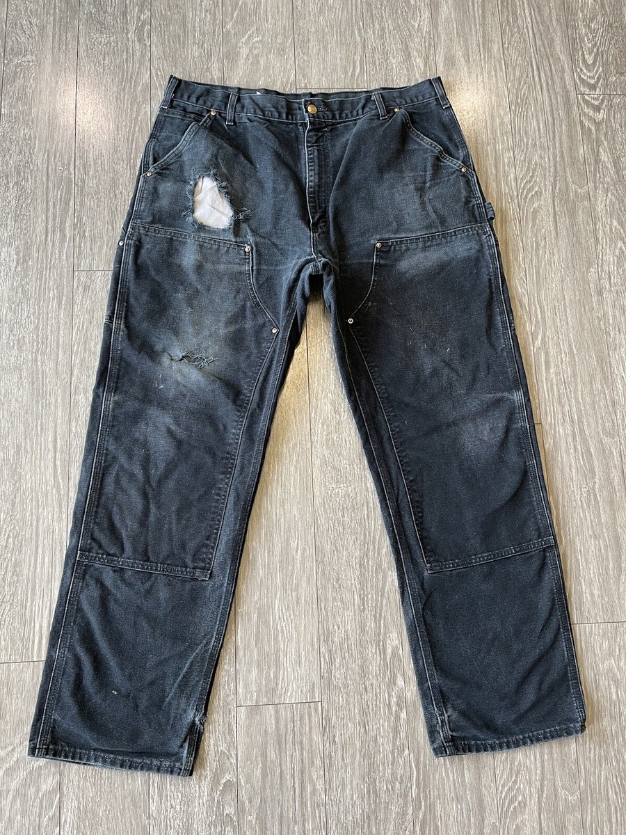 Carhartt Mens B01 BLK #125 Double Knee Heavy Canvas Work Pants Sz 