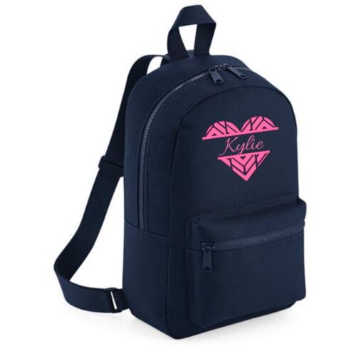 Personalised Heart and Name Women Kids Backpack for Travel School Bag Custom - Picture 2 of 3