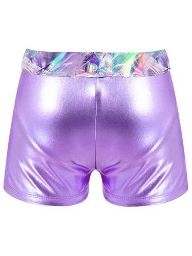 Kid Girls Shiny Metallic Gymnastics Workout Shorts Ballet Dance Booty Boyshorts - Picture 29 of 51