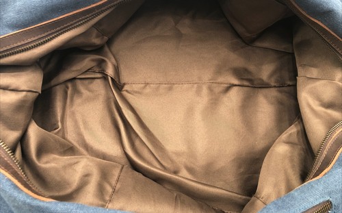 S-ZONE Blau Canvas Leder Duffle Overnight Weekender Schultertasche Neu - Bild 7 von 8