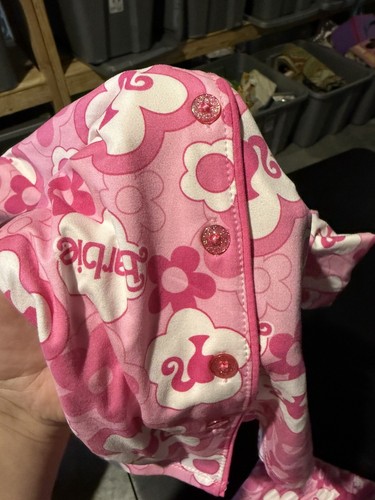 NWT Girls Barbie Pajamas Sleep Set Button Shirt Shorts Pink Flower XS4/5 S6 M7/8 - Picture 4 of 8