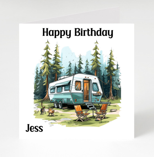 Personalisierte Camping Geburtstagskarte, Wohnwagen Geburtstagskarte, Geburtstagskarte - Bild 1 von 3