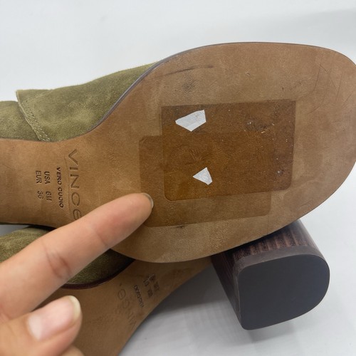 Vince Maggie Bootie Green Suede Women Size 6 Block Heel Inside Zipper NEW - Picture 8 of 13