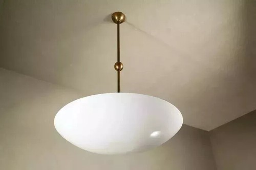 Elegant Mid Century Modern Raw Brass Ceiling Flush Mount Pendant Light Fixture - Picture 2 of 6