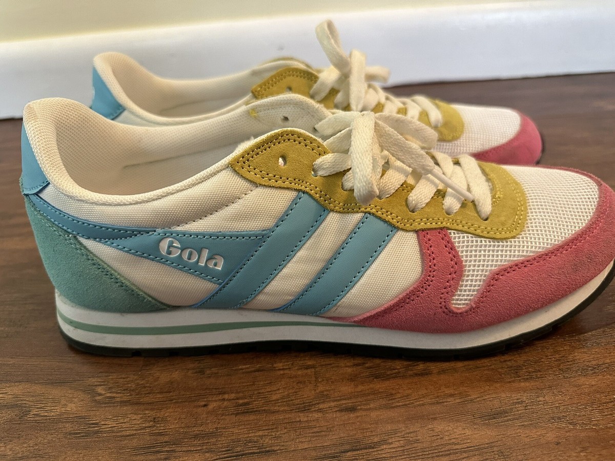 Gola Classics Women's Daytona Sneakers Size 10 White Pink Aqua Blue Sea Mist