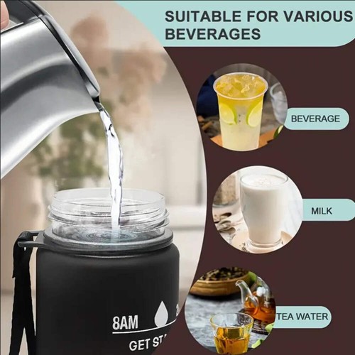 Sports Water Bottle with Time-Tracking Straw Leak Proof Locking Flip Cover for E - Picture 6 of 10