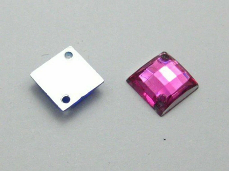 200 Flatback Acrylic Square Sewing Rhinestone Gem Button 8X8mm Sew on beads - Image 4 of 4