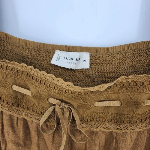 Lucky Brand Womens Sleeveless Square Neck Lace Tank Top Brown Bohemian XXL NWT - Picture 6 of 12