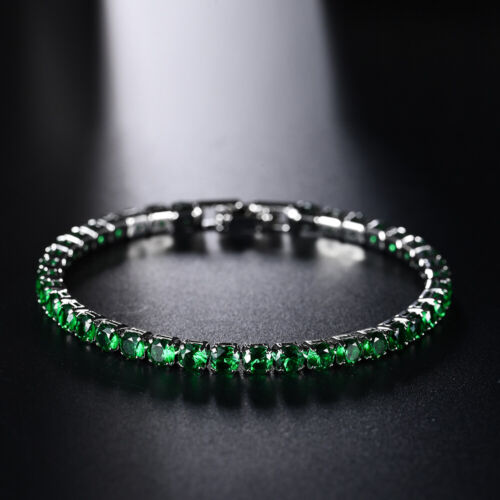 925 Sterling Silver Multicolor Gemstone Bracelet Tennis Peridot Round Jewelry - Picture 9 of 21