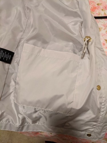 nwt womens Kensie windbreaker coat S beige straw hoodie adjustable zip - Picture 3 of 5