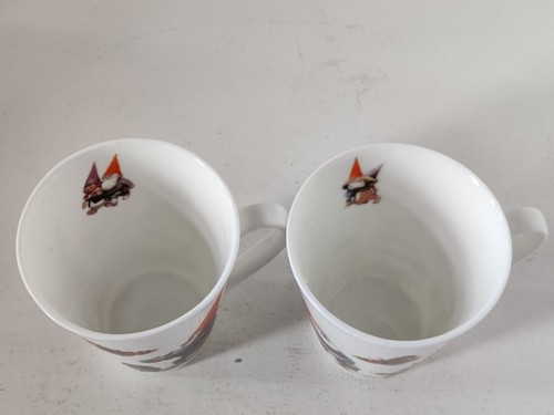 Rare Rien Poortvliet David El Gnomo The Gnome Tapered Mug Bone China Set Of 2 - Picture 7 of 8