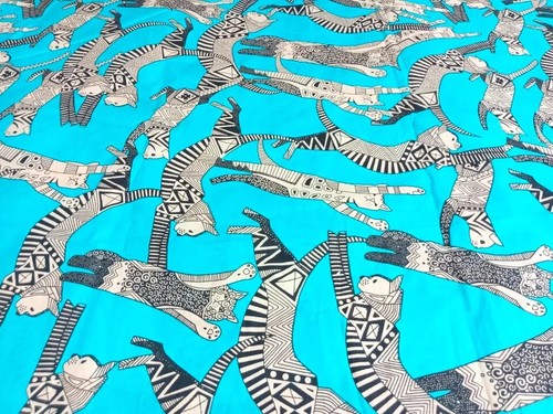 25 Yard Hand Block Printed Handmade Cotton Indian Natural Cat Printed Fabric - Bild 4 von 4