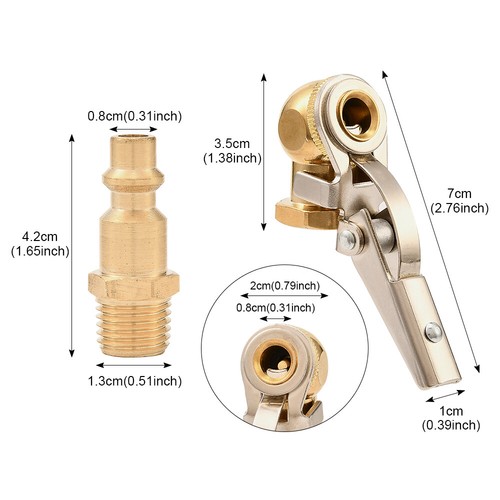 Clip-On Air Chuck,2x 1/4" FNPT Locking Inflator Nozzle with Quick Connect - Picture 2 of 9