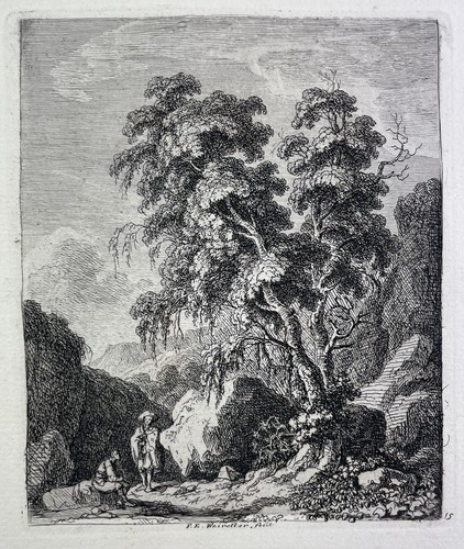 Franz Edmund Weirotter, Gebäude Landschaften Italien 4 Radierungen um 1760 - Bild 6 von 7