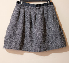 Lands' End Canvas Skirt Black Tweed Wool Blend Pleat A-line Women's 4 H12-2