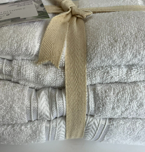 Noble House White Ring Spun Cotton 6-piece Towels Set: Bath/Hand/Wash, New - Picture 4 of 5