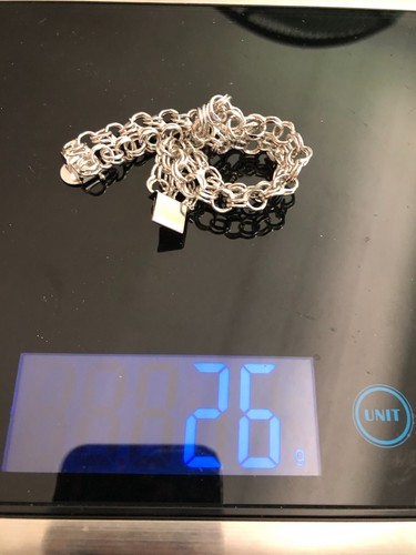 Vtg Sterling Double Link Charm 7" Starter Bracelet 26 Grams Safety Clasp - Picture 6 of 6