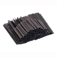 127Pcs Heat Shrink Tube Sleeving Black Polyolefin Halogen Free 15 kV/mm 7 Sizes