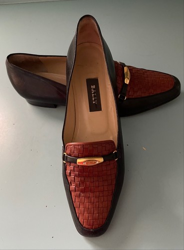 BALLY black & brown leather loafers~8 N~VANESSA~Made in Italy~LOGO