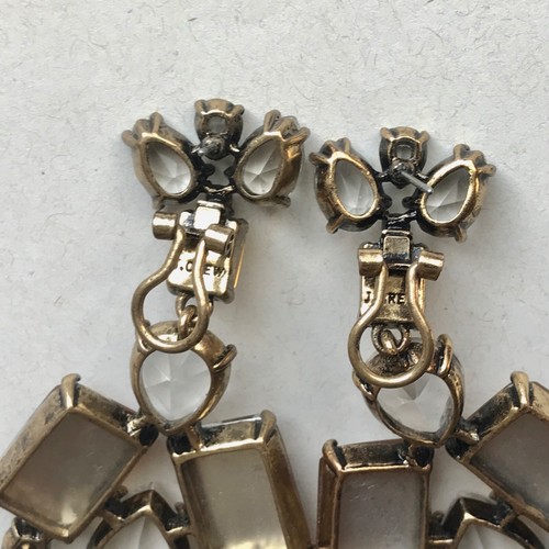 J. Crew Statement Earrings Chunky Clear Yellow Brown Glass Acrylic Omega Back - Picture 7 of 11
