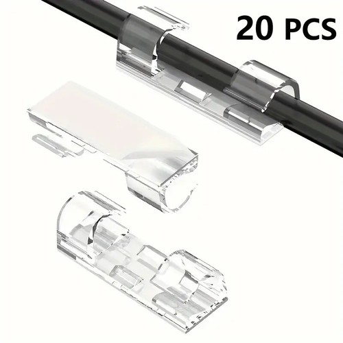 20xClear Self Adhesive Cable Clips Stays Wire Tidy Organiser Holder Wiring Clamp - Picture 8 of 20
