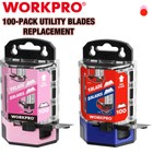 WORKPRO Utility Knife Blades 100-Pack SK5 Utility Blades Replacement w/Dispenser