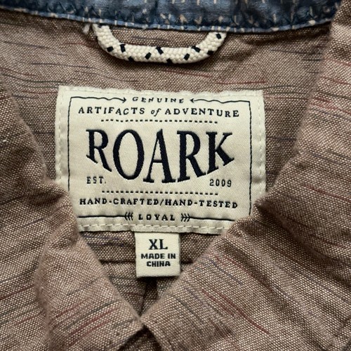 Roark Shirt Mens Size XL Short Sleeve Button Pocket Hand Crafted Brown - Picture 4 of 6