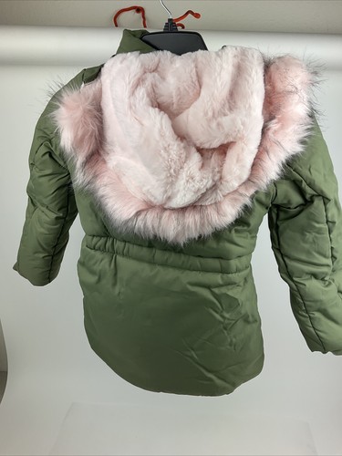 Justice Kids Water Resistant Jacket Us Size 6/7 Green Pink - Picture 2 of 6