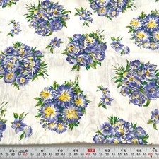 Vintage Robert Kaufman Florals on White Cotton Fabric by the Half Yard