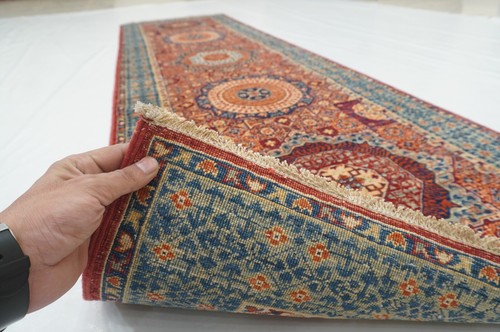 3 x 9 ft Red Turkish Mamluk Fine quality Hand knotted Medallion Runner Rug - Picture 16 of 17